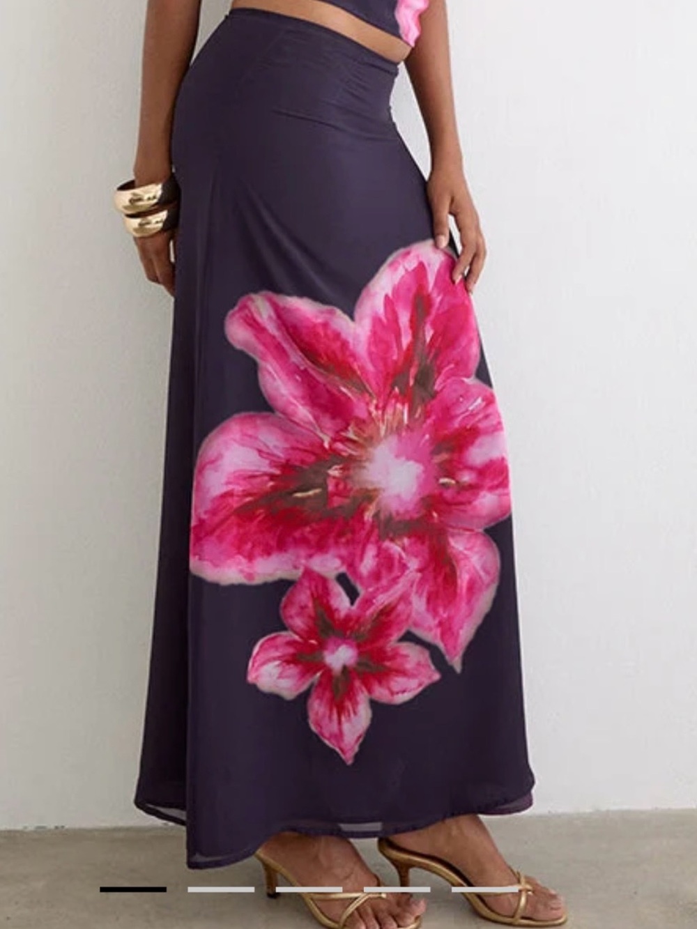Motel Lurina Chiffon Maxi Skirt in Medium
